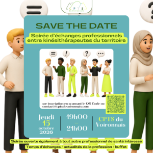 Lire la suite à propos de l’article SAVE THE DATE – Échangeons nos pratiques, tissons nos liens : soirée d&rsquo;échanges professionnels entre kinésithérapeutes du territoire
